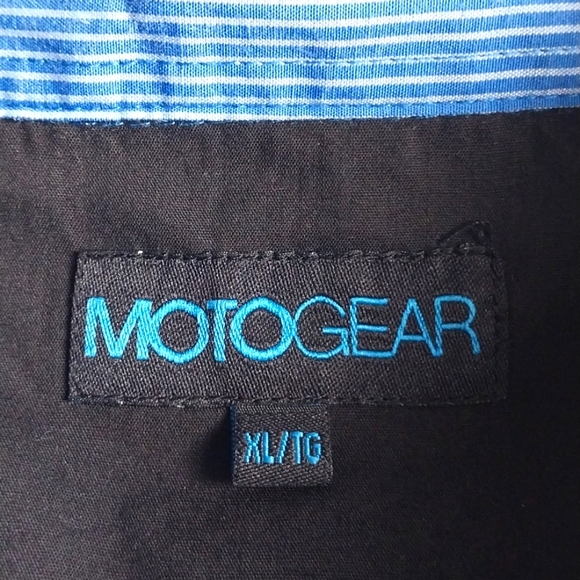 Motorgear Men's Size XL Button Up  Striped Blue Long Roll-up Sleeve Tab Shirt - Picture 5 of 9